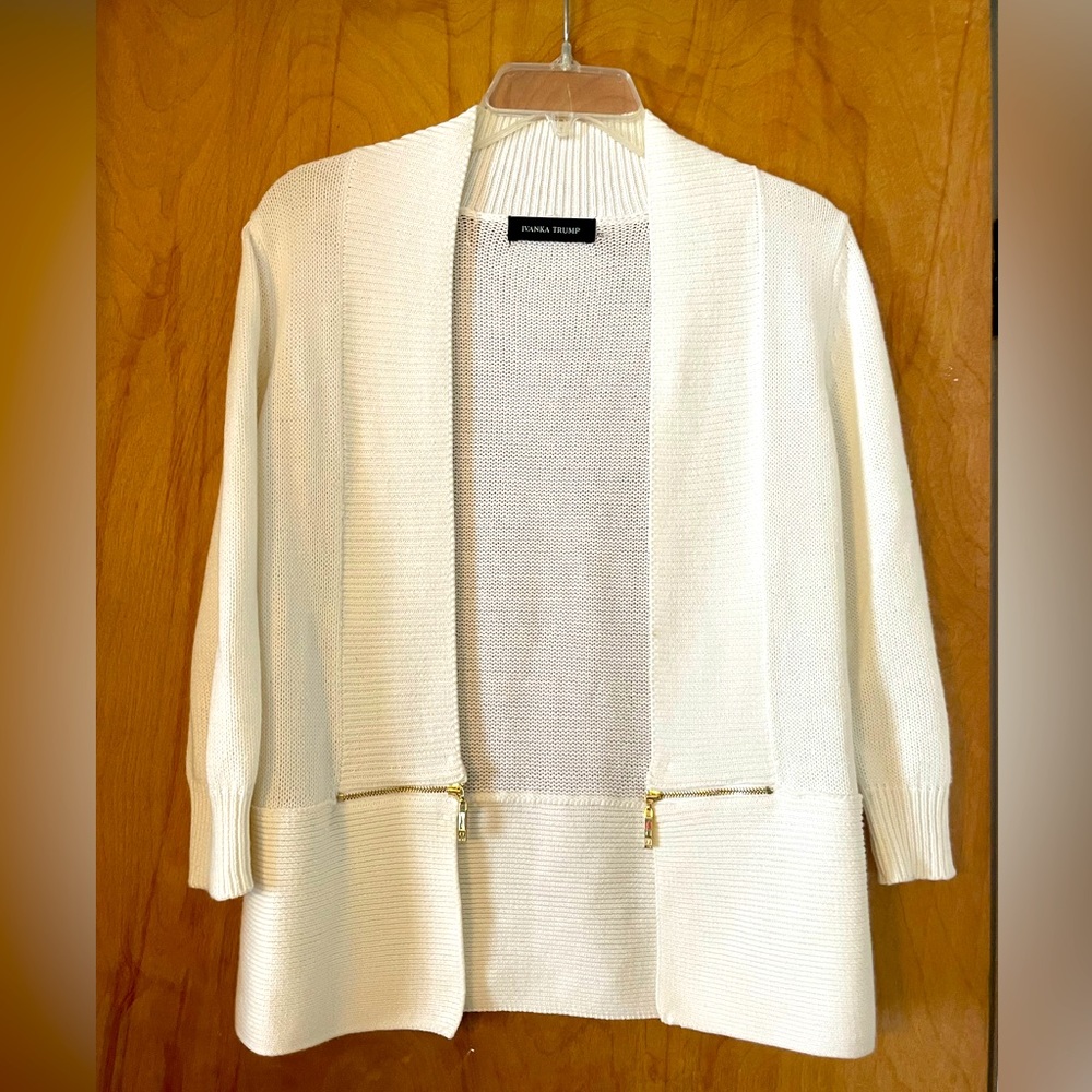 Ivanka Trump women’s cream colored cardigan, size extra small.